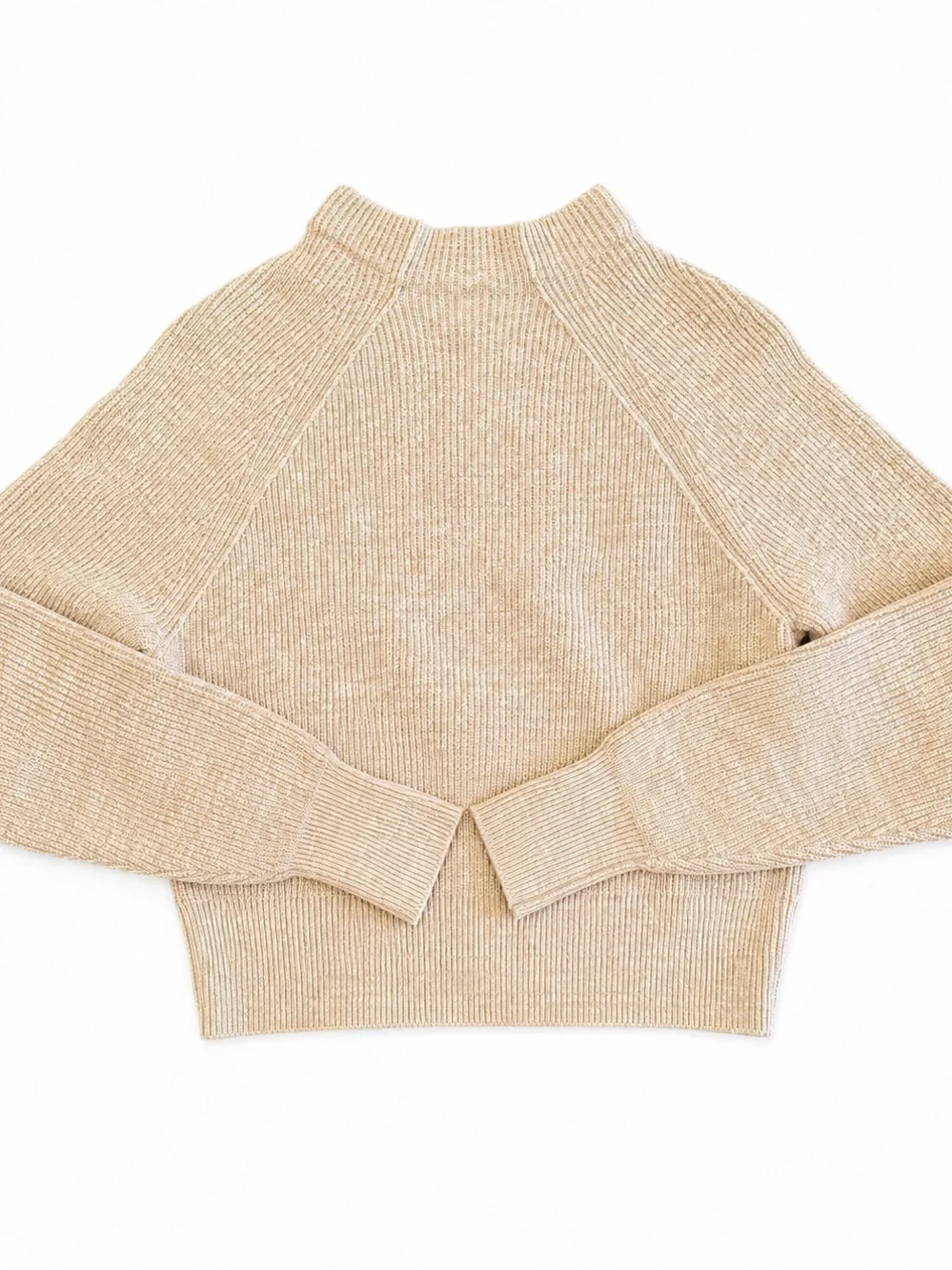 Free People Ribbed Mock-Neck Sweater - Beige Cream